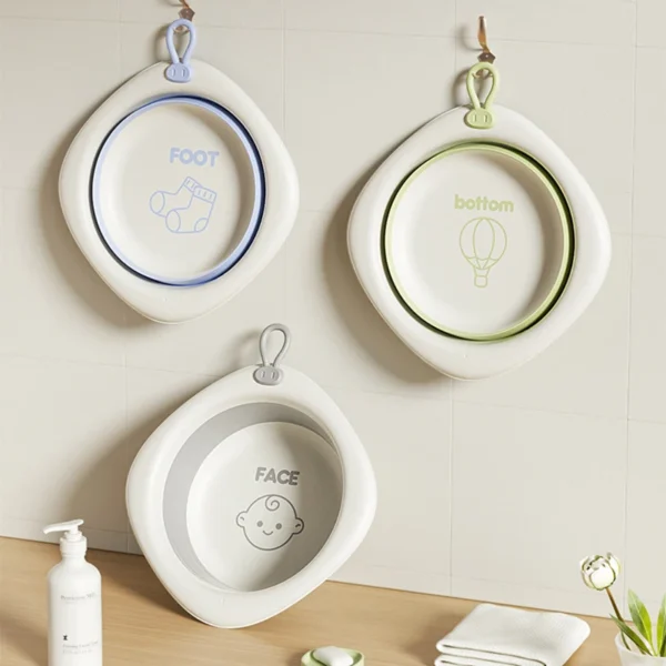 S70d95902a7e04f5da1486bf96adf3450B.webp Baby Folding Washbasin Newborn Baby Product Three Piece Set Of Washbasin Children's Special For Washing Face Feet And Buttocks