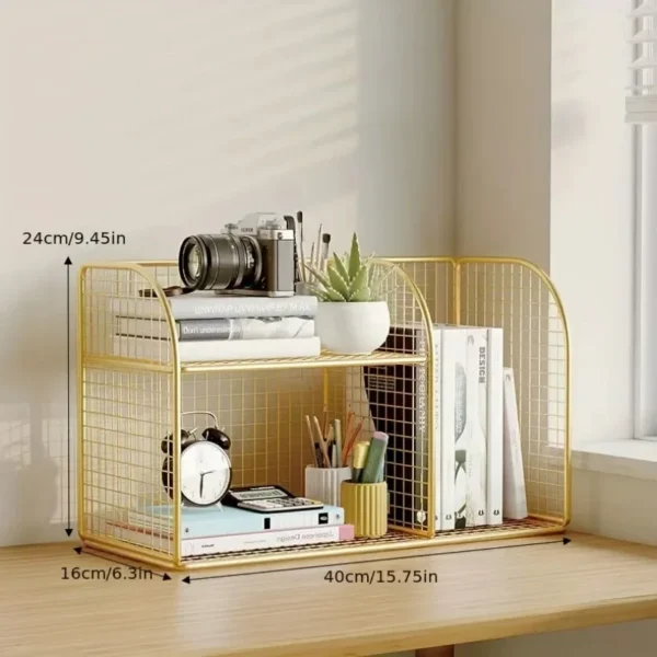S72b29d089336418eb8f3ca3b8361e9e4U.webp Desktop Bookshelf Tiered Desk Organizer - Durable Bookshelf For Office, Student Desk Shelves Racks Storage Holders Organizer