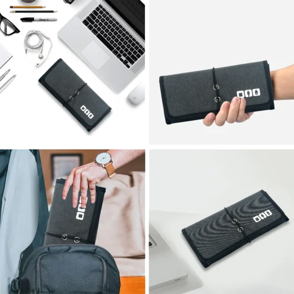 S74b00863d64643129210df573ae735bbe.webp Electronic Organizer Cord Pouch, Travel Cable Charger Phone Accessories Bag Organizer Roll up Tech Carrying Case for USB Cables