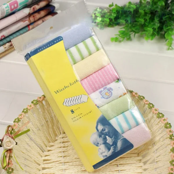 S771bb73995444709a23260806d231429j.webp RANDOM 8PCS Baby Washcloths Set Soft Absorbent Organic Cotton Washable Saliva Towel Face Wipes Newborn Bath Kids Face Towel