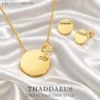 Necklace and Earring Jewelry Set Round Ornament Brand New 925 Sterling Silver Together Forever Trendy Gift For Women
