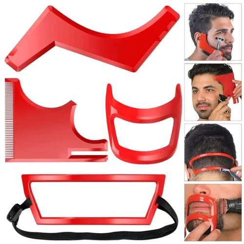 S7dc922bc83824b8499af640ae5a02ffeH.webp Beard Styling Tools Set with Four Shaping Guides for Grooming Shaving And Defining Hairlines Goatees And Collars