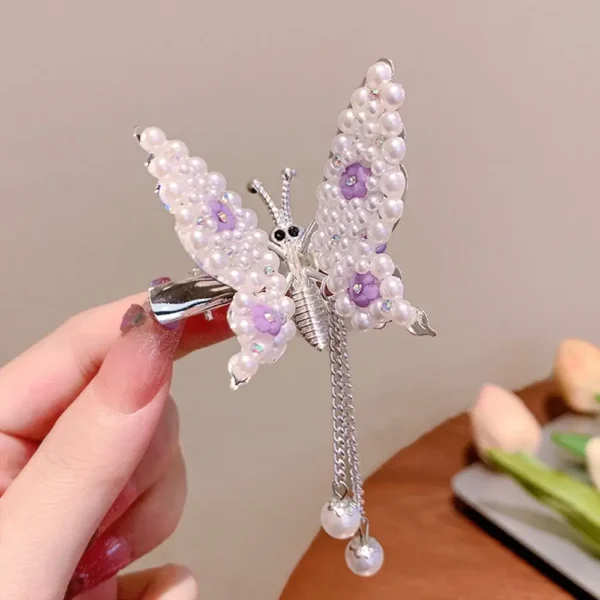 S7ebbefd76ace4068b67cd316a42ecf50w.webp Hair Accessories For Women Hair Styling Tassel Butterfly Hairpin Headwear Shiny Hair Clips Flying Barrette Hair Clip