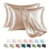 S825e1b8dd13d4f6e935d7176a8fab07dJ.webp 2 Pair Satin Pillowcase - Anti-Allergy Breathable Bedding Polyester Satin with Envelope Closure Machine Washable & Skin-Friendly