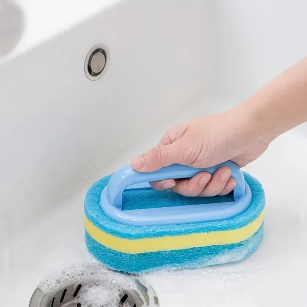 S856d807b67bf4acc88e065066558bb82F.webp Household Cleaning Brush With Handle Dish Soap Bathroom Kitchen Tub Thicken Scrubbing Sponge Wipe Durable Tools Accessories Home