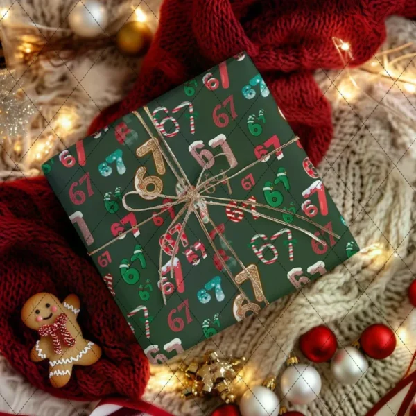 Holiday Gift Wrap with Santa 67, Funny Christmas Themed Wrapping Paper, Kid's Holiday Gift