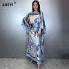 Printed Dresses For Women 2025 Fashion Design Loose Dress Batwing Maxi Long Femme Vestidos Summer Autumn Party Elegant Dress