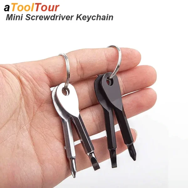 S8f8e9b6bc051480eb97ac7ca5cb44764b.webp Portable Phillips Slotted Screwdriver Set Key Ring Keychain Mini Pocket Keyring Cross Screw Driver Repair Tool Gadget EDC Small
