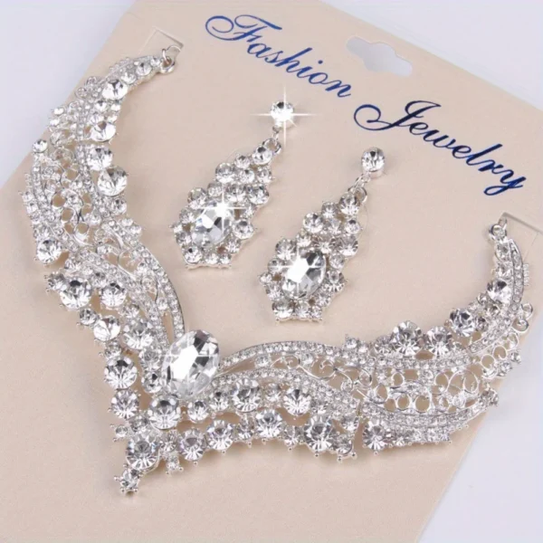 S90130a59cecc406cb9855bf0c56edfc7P.webp Jewelry Jewelry Sets Necklace Set Women's Geometric Earrings Wedding Bridal Jewelry For Brides