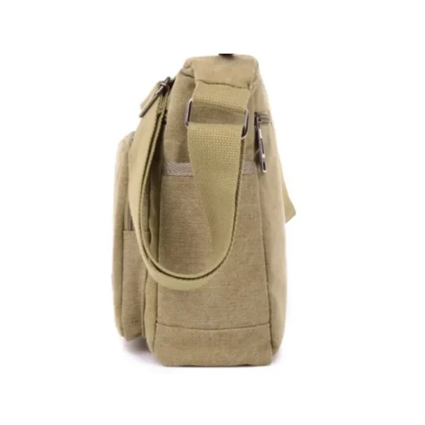 Canvas Shoulder Crossbody Bag for Men Women Retro Simple Fashion Multi Layered Square