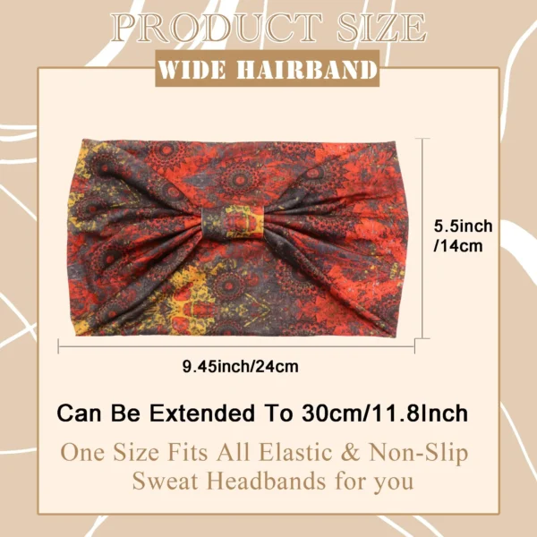 S911b825e9d6d4f158a570dcc5d594970D.webp Boho Headbands for Women Knotted Wide Headwrap Turban Yoga Workout Head Bands Stretch Hiarbands Cotton Bandana Hair Accessories