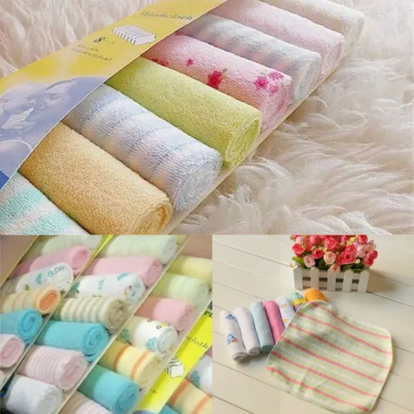 S92103ff42995491ba258b5fc504712dfE-1.webp RANDOM 8PCS Baby Washcloths Set Soft Absorbent Organic Cotton Washable Saliva Towel Face Wipes Newborn Bath Kids Face Towel