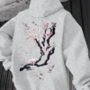 Men'S Hoodie Designed with Retro Ink Wash Style Cherry Blossom Branches Reflecting Eastern Aesthetics Made from Knit Fabric