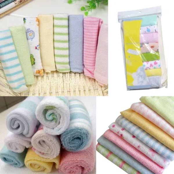 S935023fff44f4e2abac155d1f8dfd55dV.webp RANDOM 8PCS Baby Washcloths Set Soft Absorbent Organic Cotton Washable Saliva Towel Face Wipes Newborn Bath Kids Face Towel