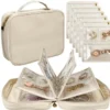 Travel Jewelry Organizer Case,Jewelry Bags Jewelry Storage Book Binder with Clear Zipper Velvet Pouch for Traveling,Earrings