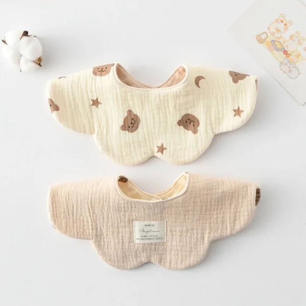 S9747171ef08b4ea2bd61a74affe5326fi.webp Cute Two-sided Usable Baby Feeding Bib Pure Cotton Gauze Pacifier Saliva Towel Breathable Petal Bib For Newborn Toddler