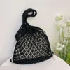 Fashion Crochet Bags for Women Summer Beach Tote Bag Raffia Aesthetic Totes Straw Handbag Bohemian Boho Woven Knit Shoulder Bag