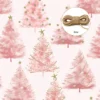 Gift Wrapping Paper with Jute Rope, Pink Christmas Tree, Suitable for Christmas, Christmas Eve, New Year, Valentine's Day, Girl