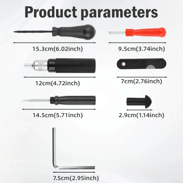 Tire Wheel Repair Kit Set (7 Kinds of Tools Included) Suitable For Most Passenger Cars Motorcycles Car Accessories