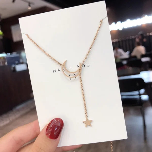 Sa3e62854bcba4dfb93d7b64ba3b5161eA.webp New Simple Moon Star Pendant Choker Necklace Simple Gold Color Alloy Charm Chain Collares Necklace For Women Party Jewelry
