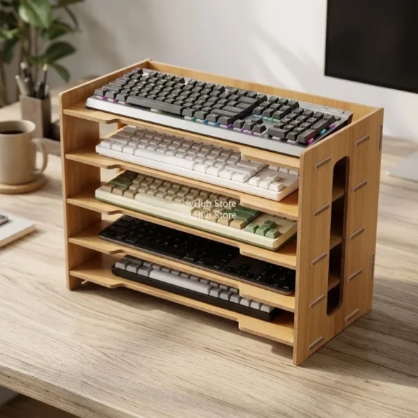 Keyboard Organizer Stackable Bamboo Wood Desk Organizer Save Space for Documents Letter Sorter Envelopes and Magazine Holder