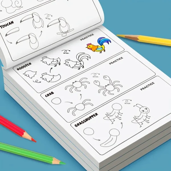 200+ Step-By-Step Creative Drawing Book |   Durable Paper, Art Learning and Painting Supplies, Educational Art Activity Book to Cultivate Creativity and Motor Skills, Gift for Art Enthusiasts, Easter, Christmas, Birthday Gifts