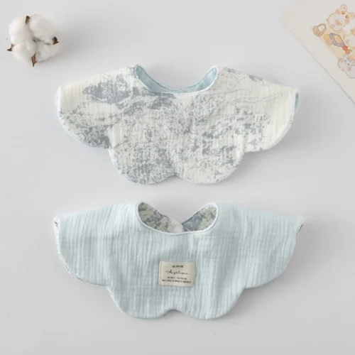 Sb0a8051f52054e3fbbdbbc2d4c09c8c4d.webp Cute Two-sided Usable Baby Feeding Bib Pure Cotton Gauze Pacifier Saliva Towel Breathable Petal Bib For Newborn Toddler