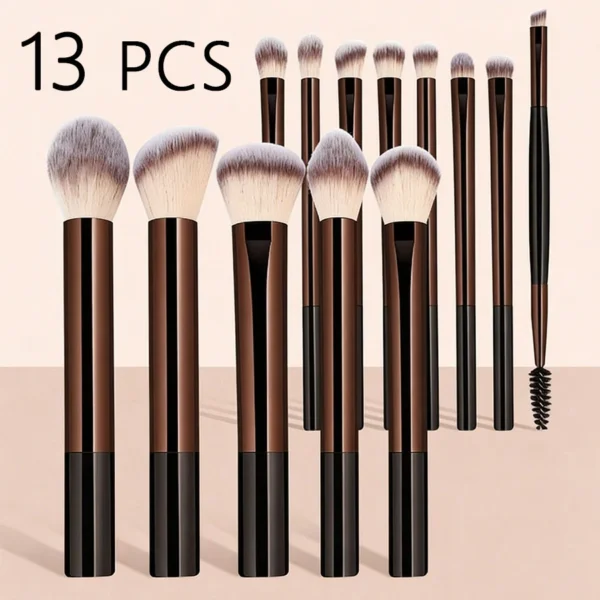 Sb458d1a529a64abcbf1e7a5e6f12977a2.webp 13 pcs Makeup Brush Set, Dense Bristles, Aluminum Alloy Handle, Suitable for All Skin Types