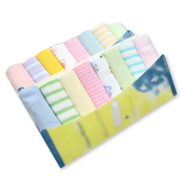 Sb7c24ce70ebe42c28b27155c7d5085ceD-1.webp RANDOM 8PCS Baby Washcloths Set Soft Absorbent Organic Cotton Washable Saliva Towel Face Wipes Newborn Bath Kids Face Towel