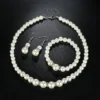Necklace Bracelet Earrings 3pcs/set Jewelry Set for Women Elegant Wedding Party Imiation Pearl Crystal Beads Accessories Gift