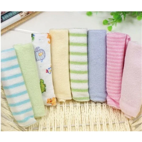 Sc64e96e61edd4e6eae233d87f294dcd7U-1.webp RANDOM 8PCS Baby Washcloths Set Soft Absorbent Organic Cotton Washable Saliva Towel Face Wipes Newborn Bath Kids Face Towel