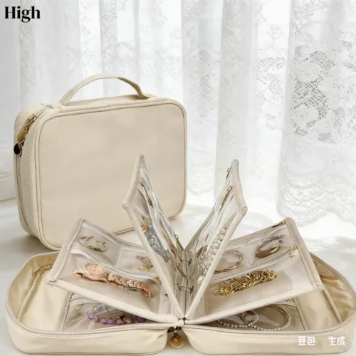 Travel Jewelry Organizer Case,Jewelry Bags Jewelry Storage Book Binder with Clear Zipper Velvet Pouch for Traveling,Earrings