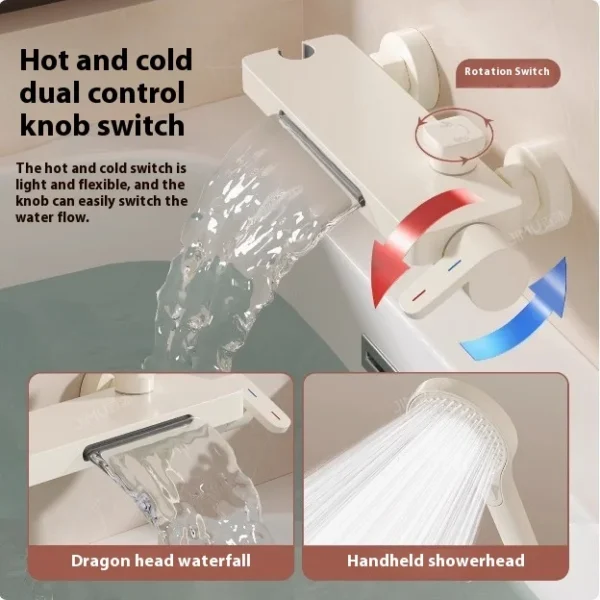 Sc875c6fd4ed2437eabbc3f32628bcf62K.webp Wall Mounted Bathtub Faucet Bathroom Accessories High Flow Mixing Valve Shower Kit Showerhead Set Solid Brass Shower Faucet