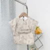 Cute Baby Bibs Toddler Baberos Bavoir Waterproof Short Sleeve Apron Cartoon Animals Children Feeding Smock Bib Baby Stuff 0-6Y