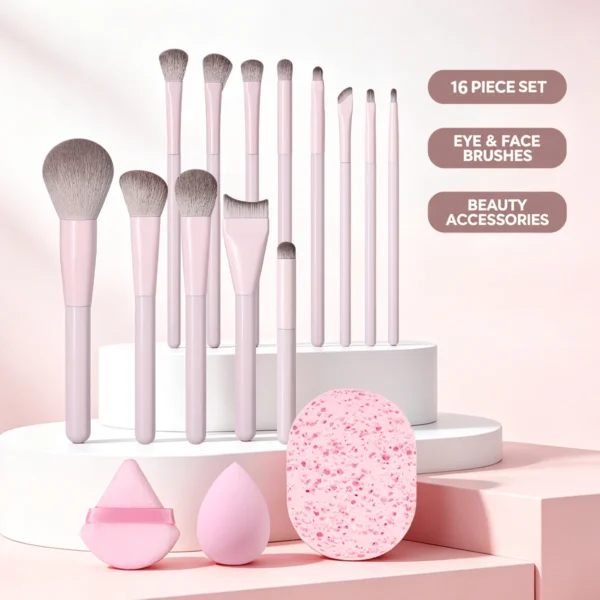 Sccb24b5f28da41e0b9db315058eed513B.webp Makeup Brush Set - Soft Synthetic Hair Brushes for Beauty Tools - Foundation Brush, Blush Brush, Eye Shadow Brush, Powder Puff
