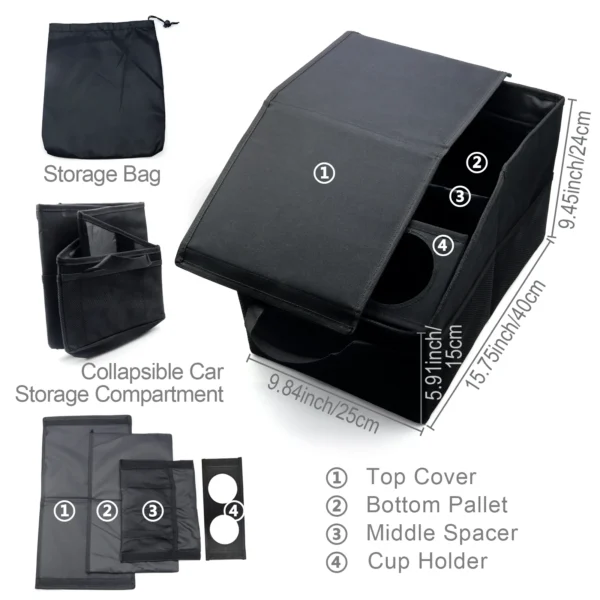 Scd837e9f34d046d98edad989befa3ae0N.webp Car Trunk Organizer - Car Organizer, Foldable Trunk Organizer, Sturdy Auto Parts Organizer, Black,