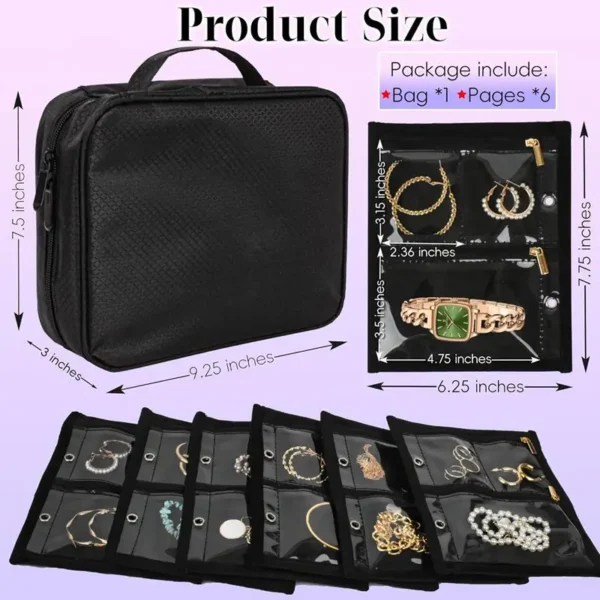 Travel Jewelry Organizer Case,Jewelry Bags Jewelry Storage Book Binder with Clear Zipper Velvet Pouch for Traveling,Earrings