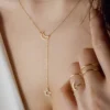 Sd092af50203544d8bb892dafc9b9965aw.webp New Simple Moon Star Pendant Choker Necklace Simple Gold Color Alloy Charm Chain Collares Necklace For Women Party Jewelry
