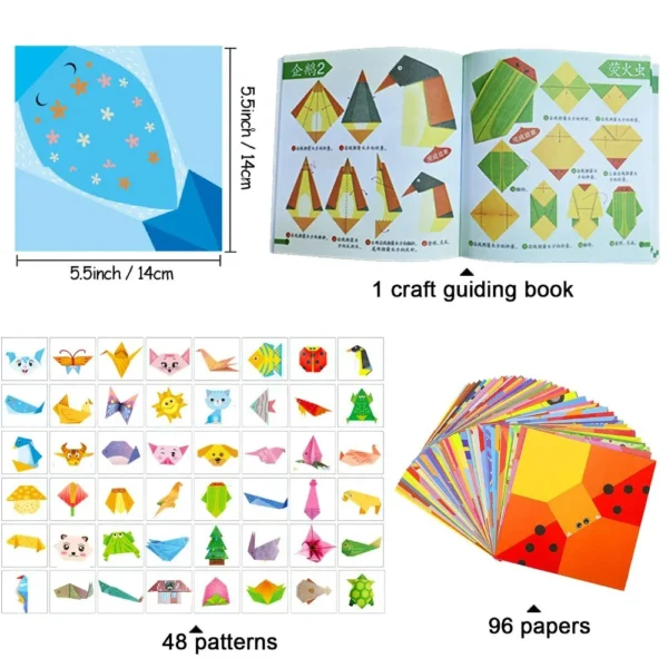 Sd1a10a7952bf4c3c880bd865ac3fd07dM.webp Origami Kit 30/96 Sheets Origami Paper Craft Guiding Book DIY Art Craft Projects Supplies for Beginners Children Kids Boys Girls