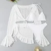 Sd35896832da64977b0e3214e0fdb6c5dt.webp 2026 Sexy Four-piece Women Swimsuit Long-sleeve Cover-up Swimwear Summer Solid Bikini Set Brazilian Beachwear Party bathing suit