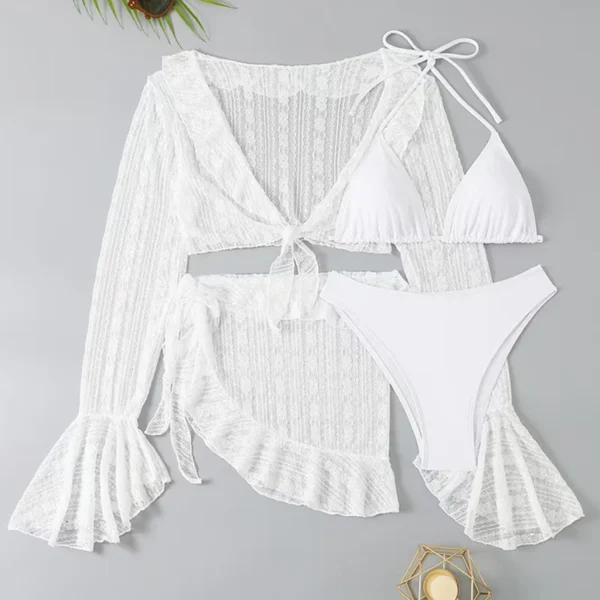 Sd35896832da64977b0e3214e0fdb6c5dt.webp 2026 Sexy Four-piece Women Swimsuit Long-sleeve Cover-up Swimwear Summer Solid Bikini Set Brazilian Beachwear Party bathing suit