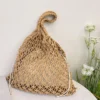 Fashion Crochet Bags for Women Summer Beach Tote Bag Raffia Aesthetic Totes Straw Handbag Bohemian Boho Woven Knit Shoulder Bag