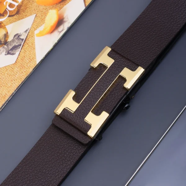 Men's Fashionable Work Business Belt with Metal Automatic Buckle Durable Daily Use Perfect Gift Choice