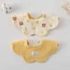 Sd5e53f37fb634eb3942a081689a760e1P.webp Cute Two-sided Usable Baby Feeding Bib Pure Cotton Gauze Pacifier Saliva Towel Breathable Petal Bib For Newborn Toddler