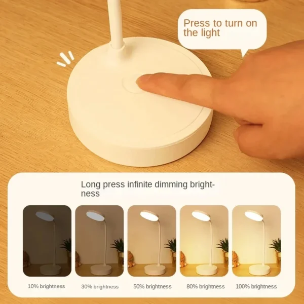 Desk Lamp USB Plug Rechargeable Table Lamp Bed Reading Book Night Light LED 3 Modes Dimming Eye Protection Light Bedside Lamp