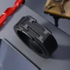 Men's Fashionable Work Business Belt with Metal Automatic Buckle Durable Daily Use Perfect Gift Choice