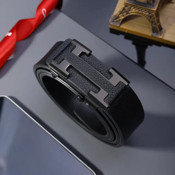 Men's Fashionable Work Business Belt with Metal Automatic Buckle Durable Daily Use Perfect Gift Choice