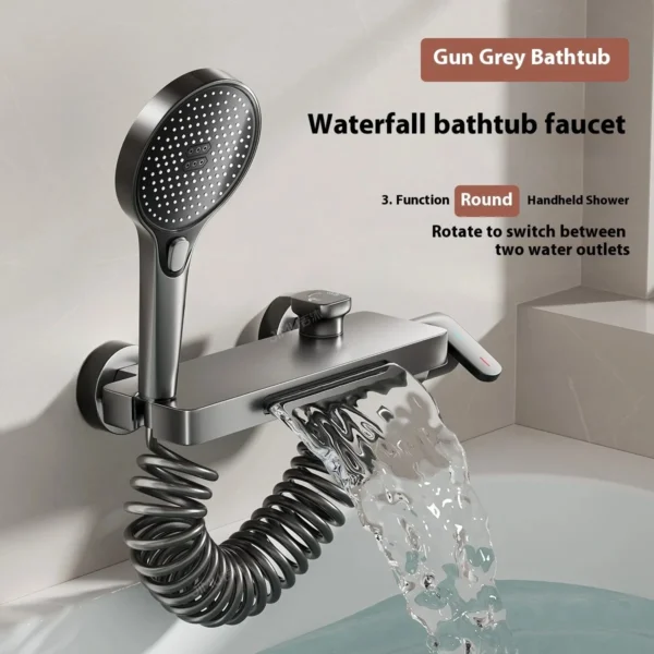 Se158903164914d9086cd8bddcefad088o.webp Wall Mounted Bathtub Faucet Bathroom Accessories High Flow Mixing Valve Shower Kit Showerhead Set Solid Brass Shower Faucet