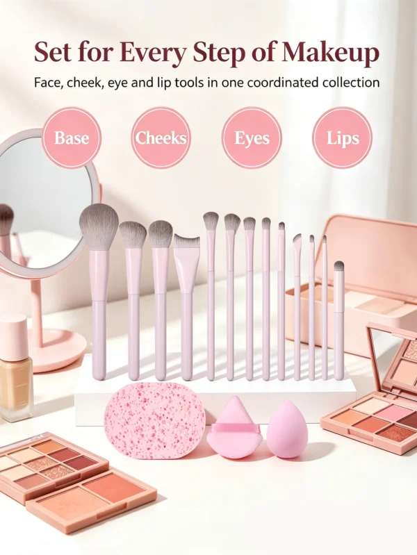 Se2595479ba27419ea99477e9e6a9b98aw.webp Makeup Brush Set - Soft Synthetic Hair Brushes for Beauty Tools - Foundation Brush, Blush Brush, Eye Shadow Brush, Powder Puff