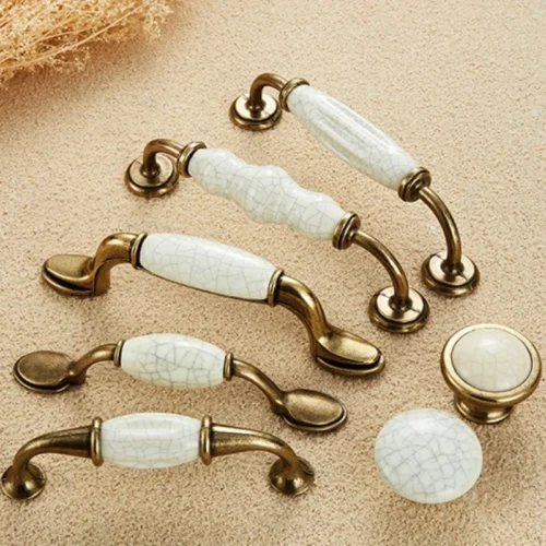 Cabinet Door Furniture Hardware Bronze Creamic Cabinet Handles Knobs Drawer Pulls Kitchen Door Handles